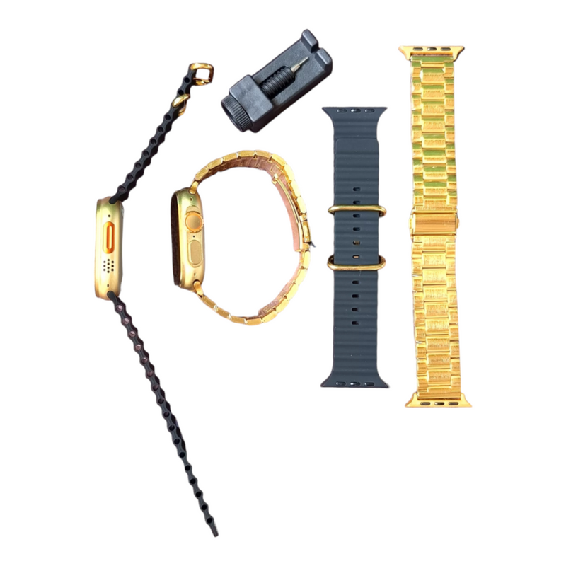 Smartwatch Ultra Gold 24K Com NFC 2 Pulseiras