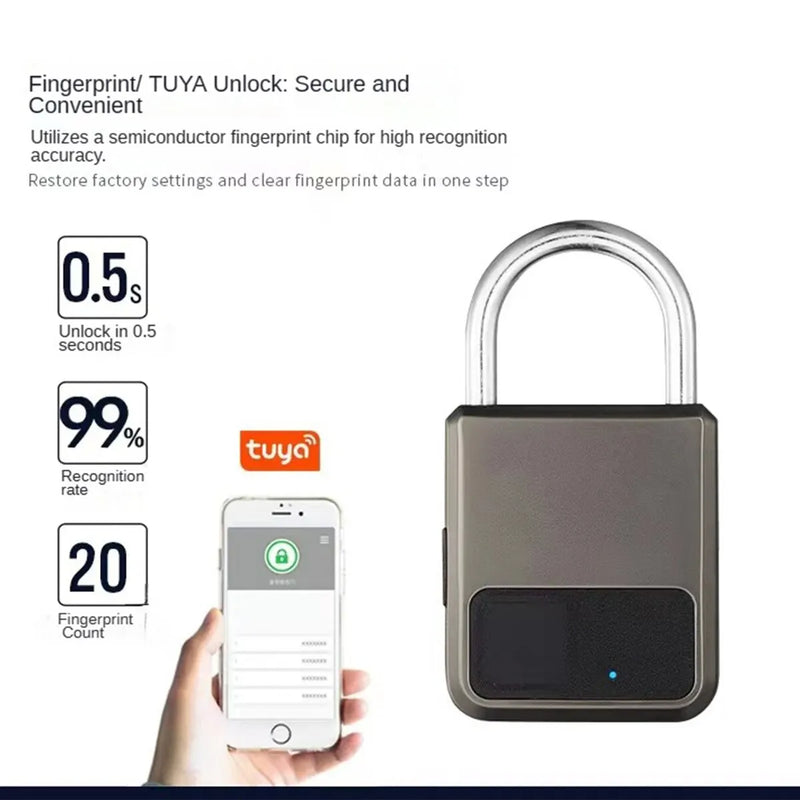 Mini Cadeado Biométrico a prova d'água inteligente para mulheres conectadas (Tuya APP)
