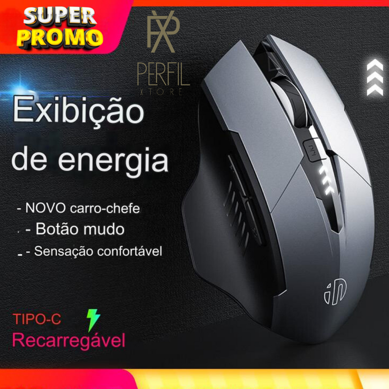 Mouse silencioso ergonômico recarregável sem fio, para laptop, PC, USB 2.4G, 500mAh