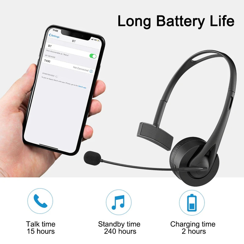 Fone de ouvido com microfone, bluetooth 5.3,com cancelamento de ruído, para call center, escritório