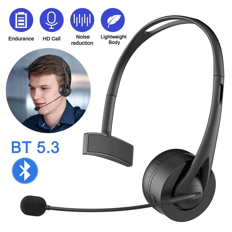 Fone de ouvido com microfone, bluetooth 5.3,com cancelamento de ruído, para call center, escritório