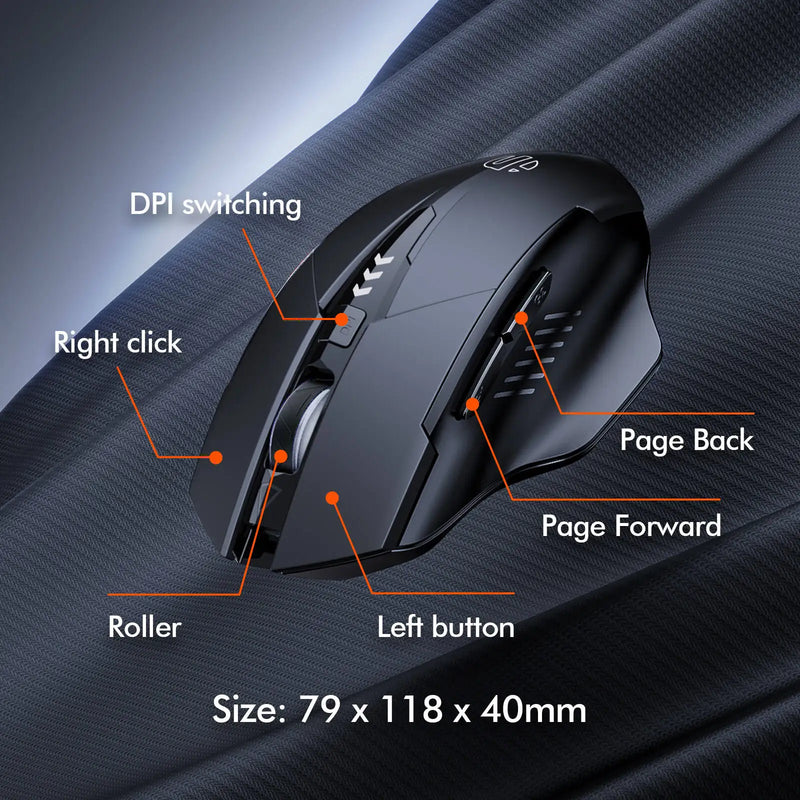 Mouse silencioso ergonômico recarregável sem fio, para laptop, PC, USB 2.4G, 500mAh