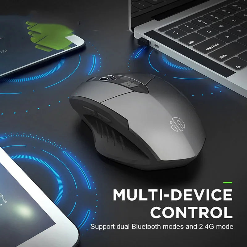 Mouse silencioso ergonômico recarregável sem fio, para laptop, PC, USB 2.4G, 500mAh