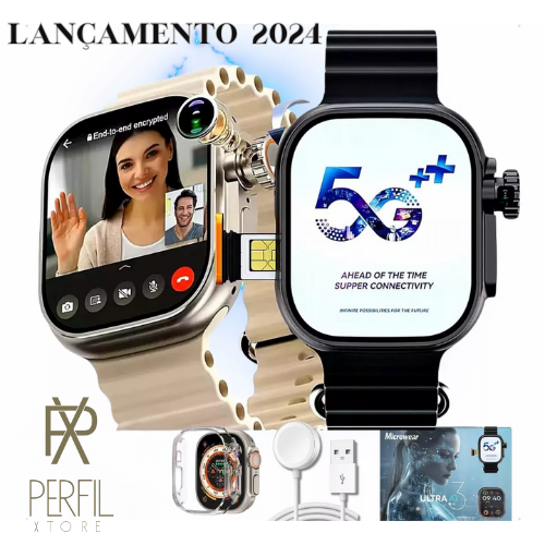 Ultra Ai 3 Smartwatch 5G Cartão SIM Android 2.06'' Amoled