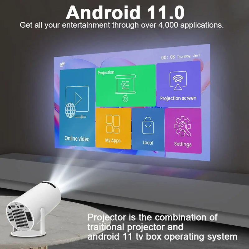 Projetor Home Cinema 4K com Android 11