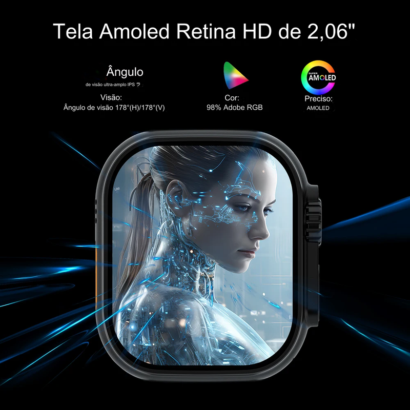 Ultra Ai 3 Smartwatch 5G Cartão SIM Android 2.06'' Amoled