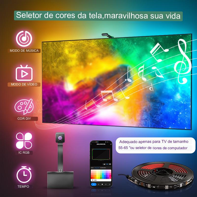 Luz de fundo LED para imersão em TV ou PC 55-65 polegada para Tuya, Alexa e Google - Perfil Xtore