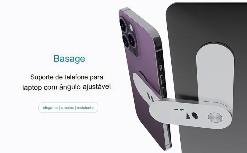 Suporte de telefone Basage para laptop com clipe magnético - Perfil Xtore